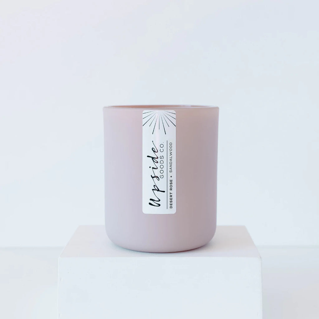 Upside Goods Co. Desert rose + Sandalwood Soy Candle.