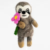 Sloth holding a flower felt finger puppet