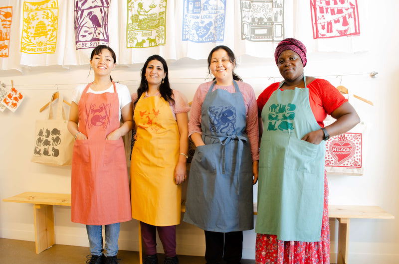 Kei & Molly Apron Models of all 4 Aprons