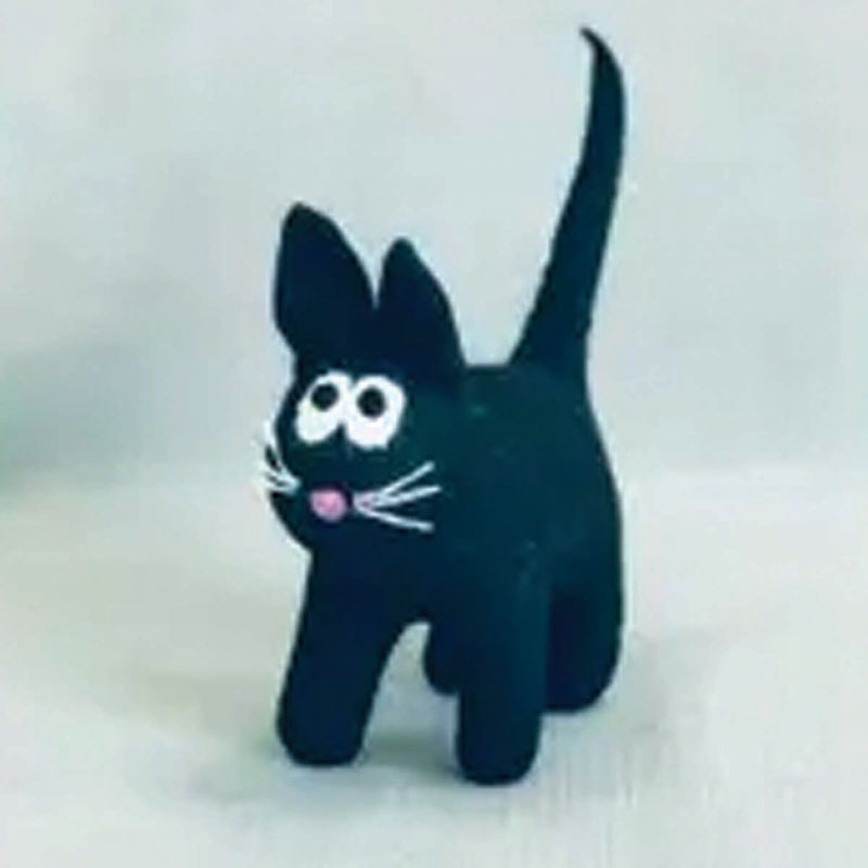 The Winding Road Black Felt Cat