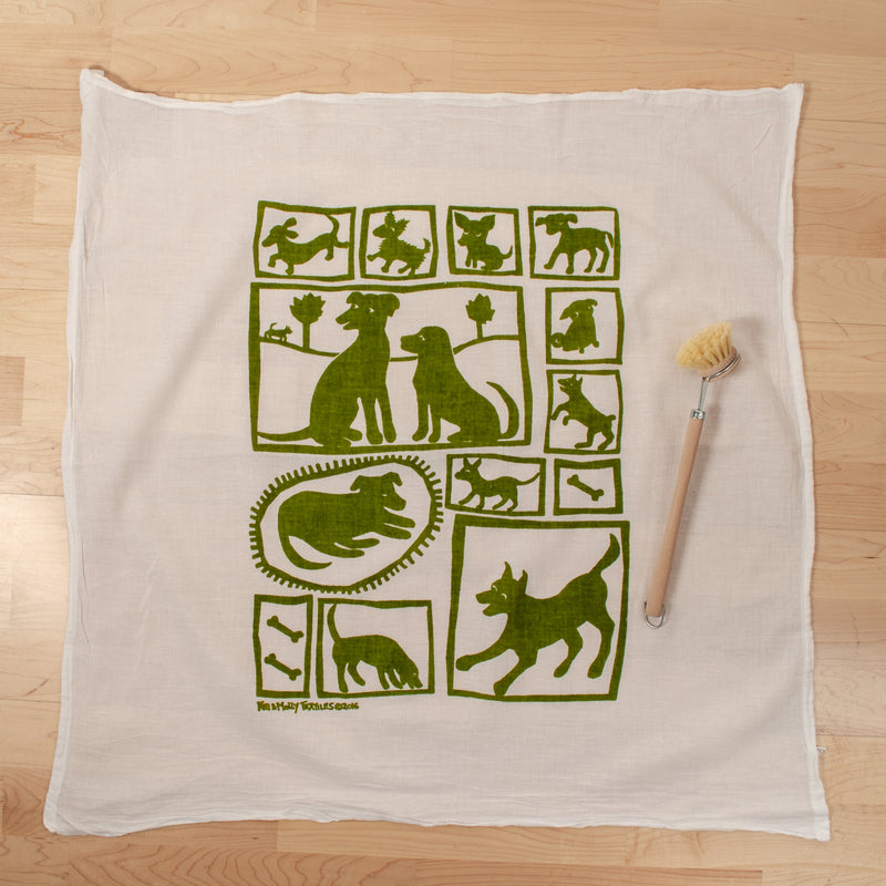Flour Sack Dish Towel: Dogs