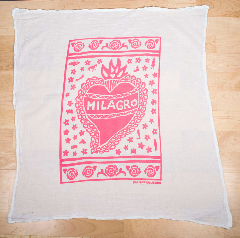 Kei & Molly Milagro Flour Sack Dish Towel in Pink Full View