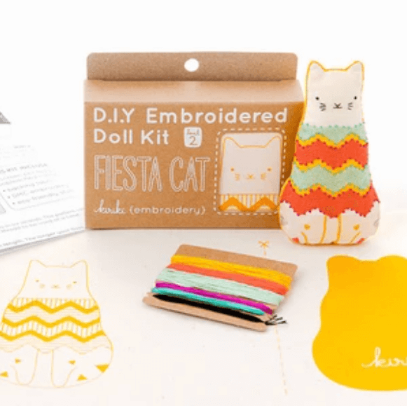 Kiriki Press Embroidery Fiesta Cat Kit