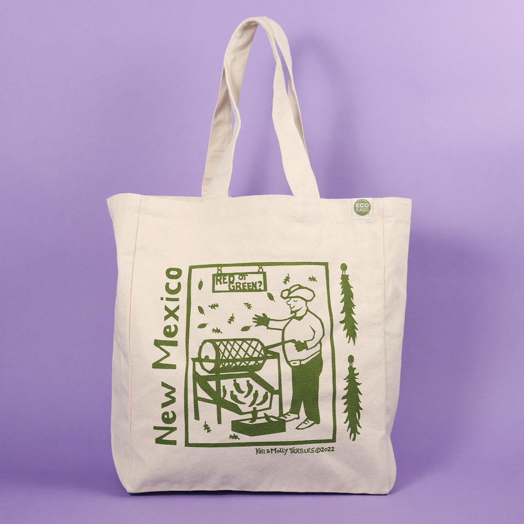 Kei and Molly Tote Bag: Chile Roaster in Green.