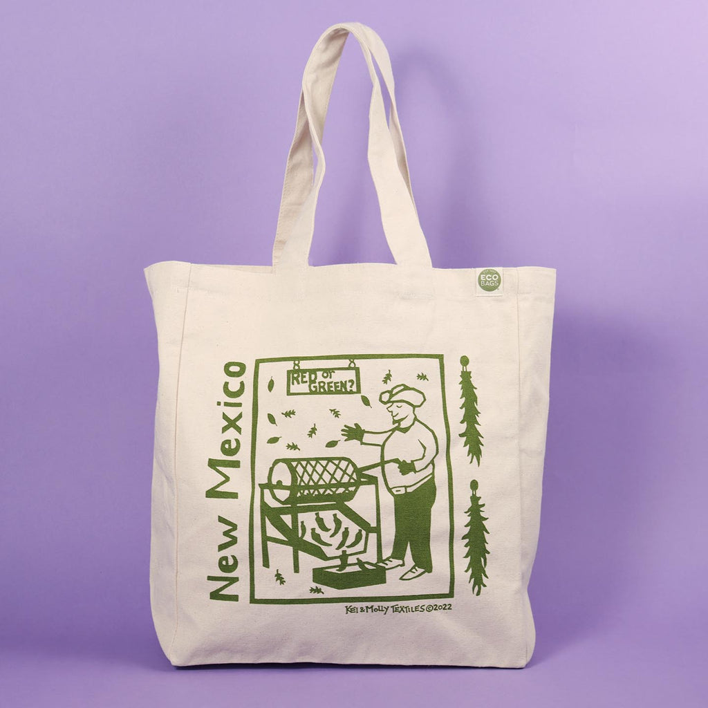 Kei and Molly Tote Bag: Chile Roaster in Green.