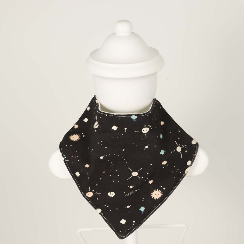 Kinder Sprout Organic Cotton Bandana Bib - Outer Space with black background