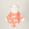 Kinder Sprout Organic Cotton Bandana Bib - Horses with pink background