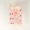 Kinder Sprouts leggings- birds in pink, front