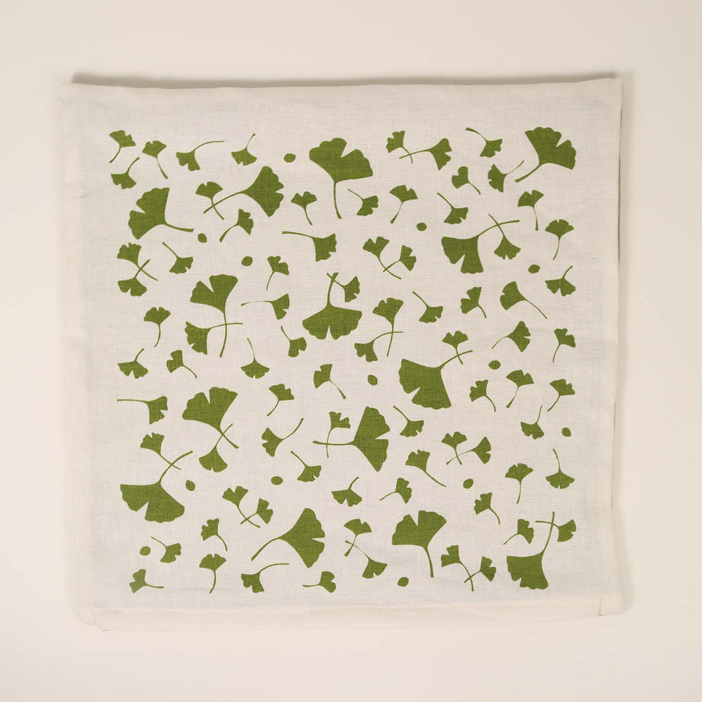 Kei & Molly pillow case: ginkgo in green.