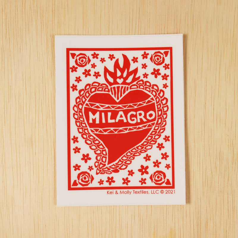 Kei & Molly Vinyl Sticker: Milagro in red.