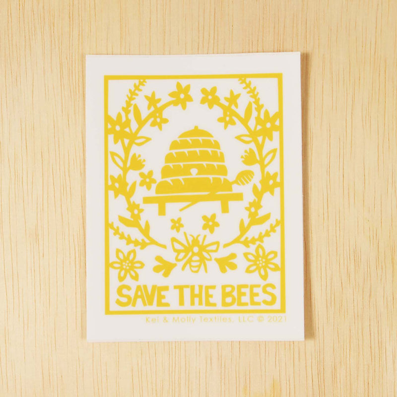 Kei & Molly Vinyl Sticker: Bees in yellow.