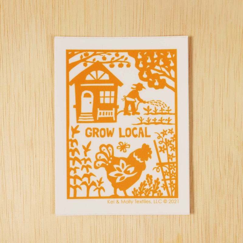 Kei & Molly Vinyl Sticker: Grow Local in squash.