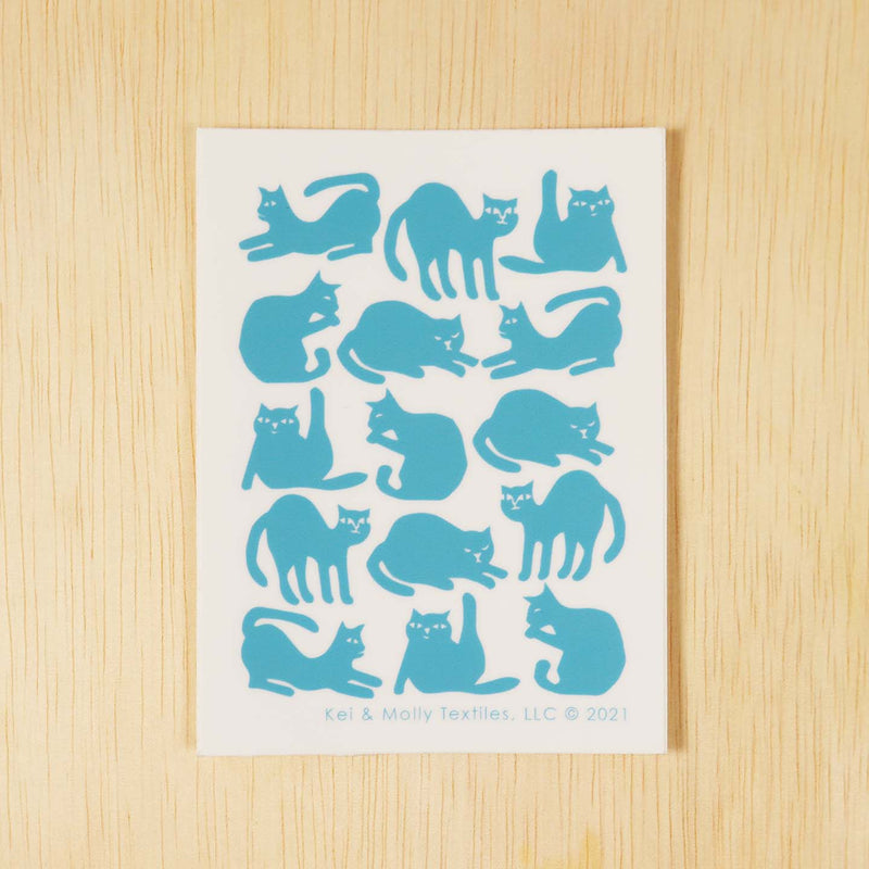 Kei & Molly Vinyl Sticker: Cats in blue.