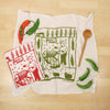 Kei & Molly Chile Roaster Flour Sack Dish Towel in Green with Props