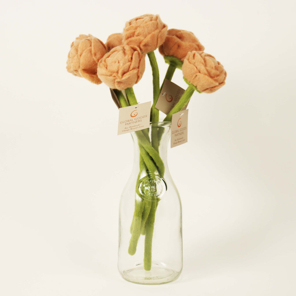 Felt Peony Flower Bouquet- peach