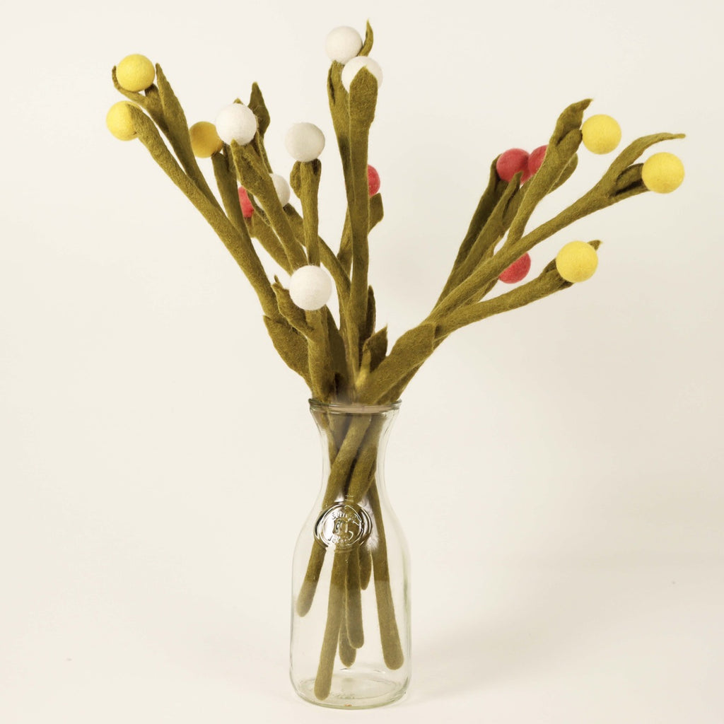 Global Goods Partners Felt Billy Buttons Flower Bouquet