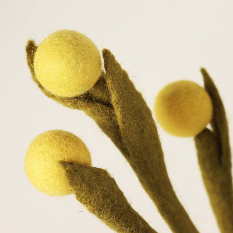 Global Goods Partners Felt Billy Buttons Flower- yellow
