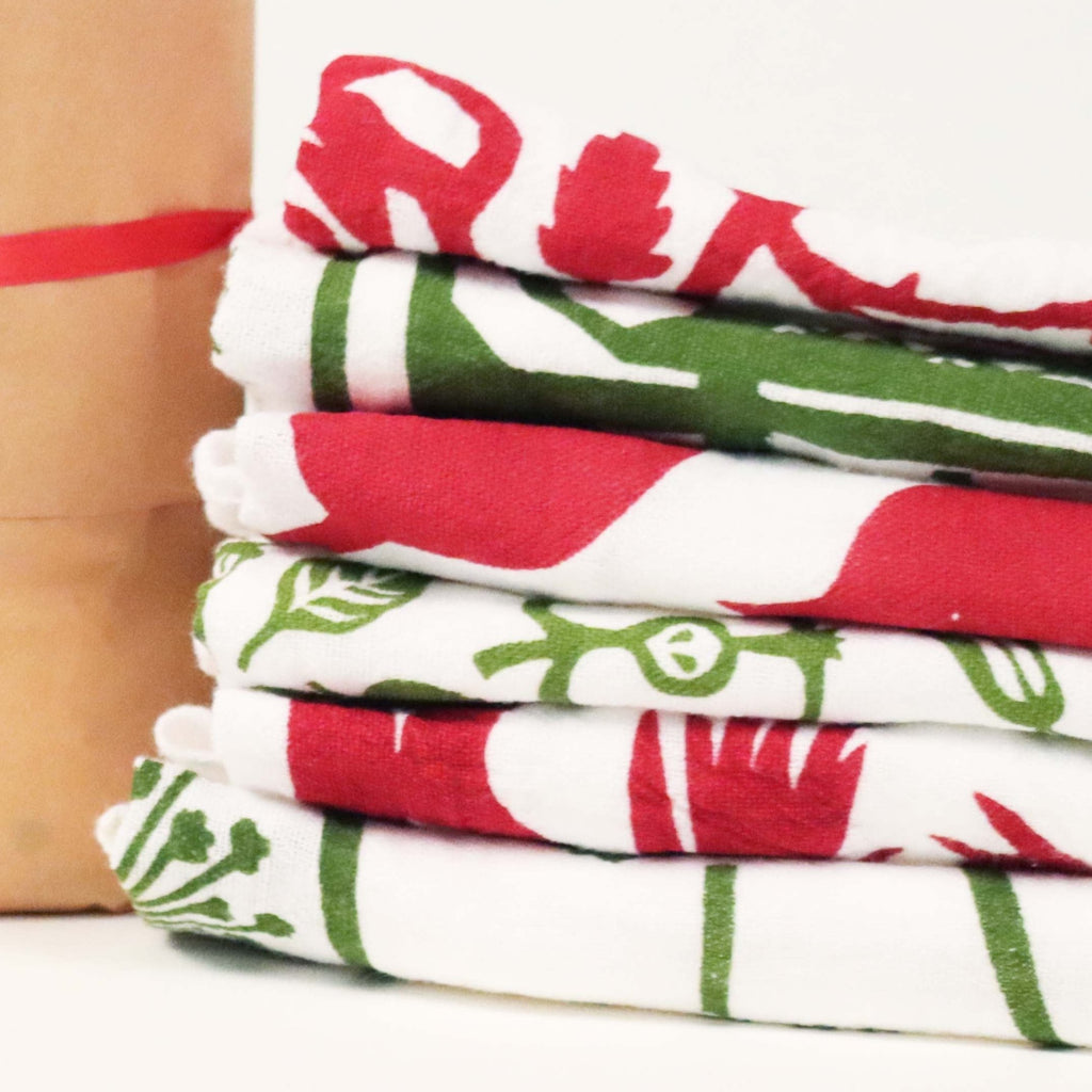 Red & Green Misprint Pack: Set of 6 Towels