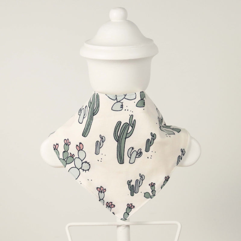 Kinder Sprout Organic Cotton Bandana Bib - Cactus with White backgroung