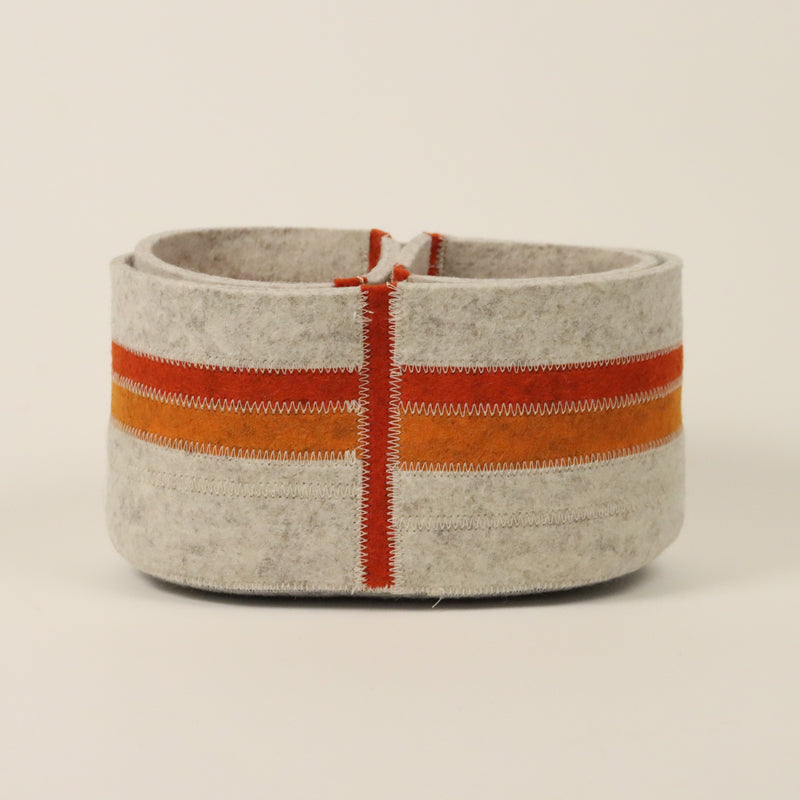 Molly Zimmer Small Banded Felt Baskets Orange Set.