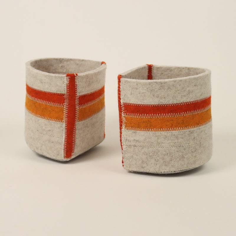 Molly Zimmer Small Banded Felt Baskets Orange