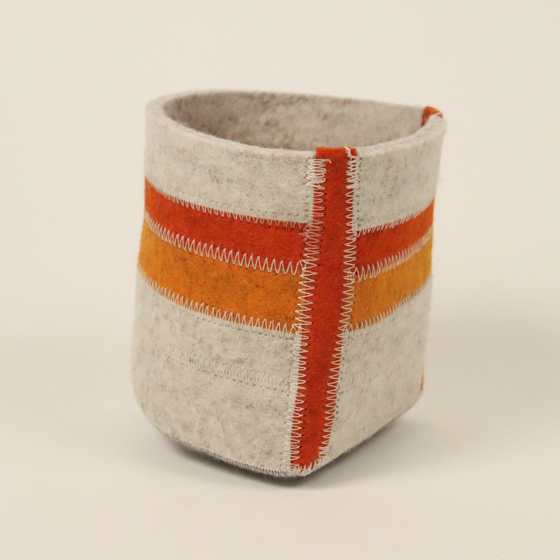 Molly Zimmer Small Banded Felt Basket Orange