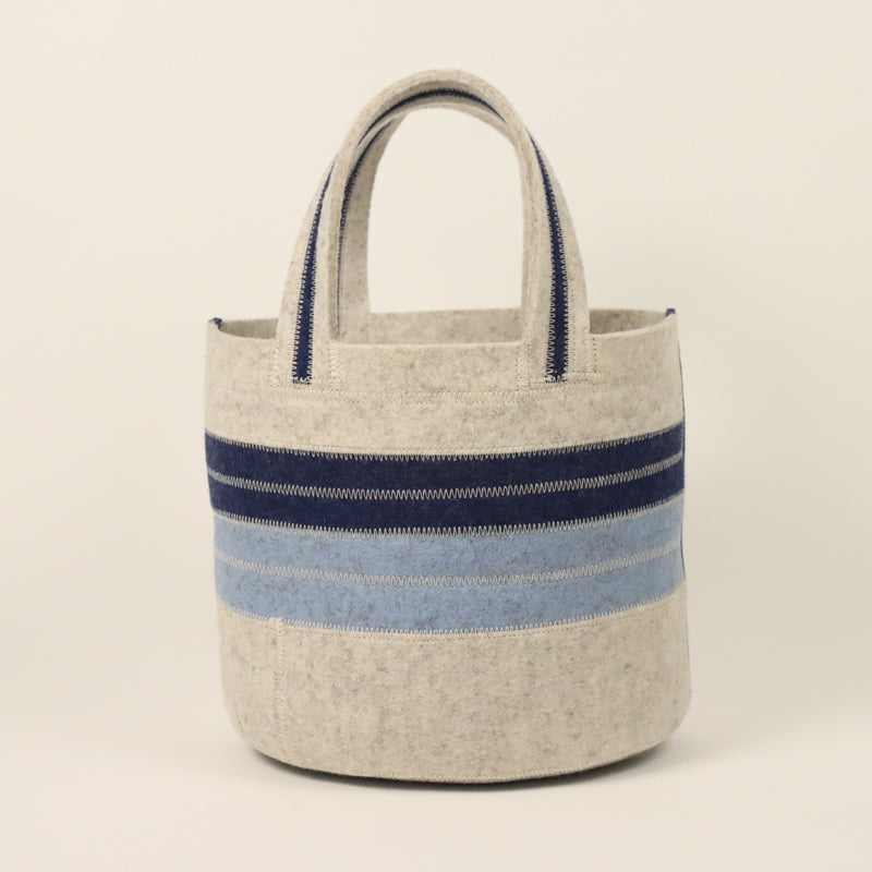 Banded Felt Tote Blue