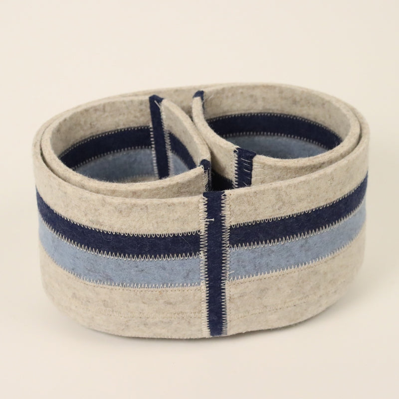 Molly Zimmer Small Banded Felt Baskets Set Blue.