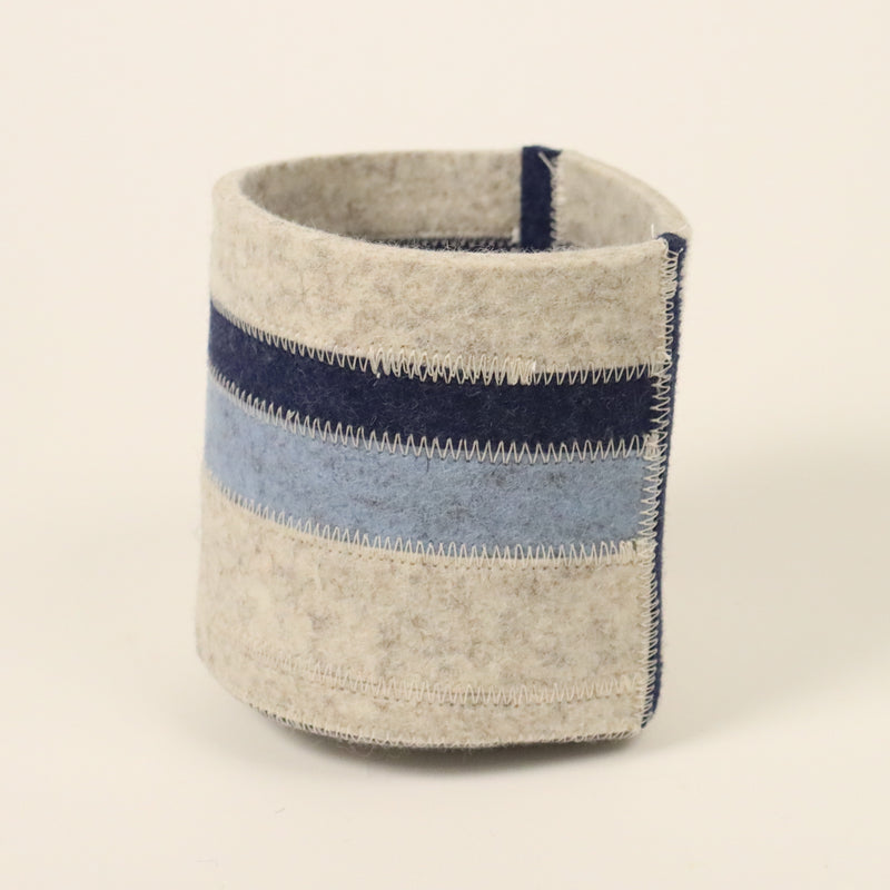 Molly Zimmer Small Banded Felt Basket Blue