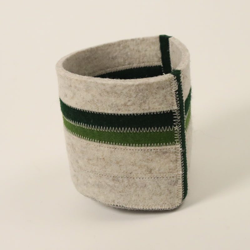 Molly Zimmer Small Banded Felt Basket Green
