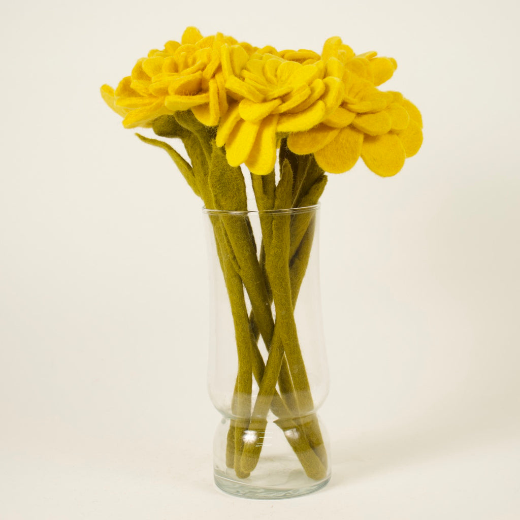 Felt Zinnia Flower Yellow