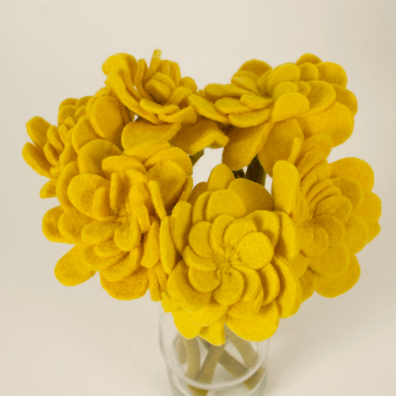 Felt Zinnia Flower Yellow
