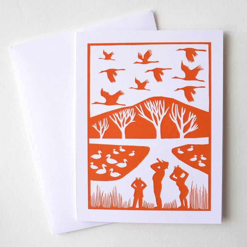 Kei & Molly Cranes Burnt Orange Card with Envelope