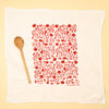 Kei & Molly Apples & Pears Flour Sack Dish Towel in Red Full View