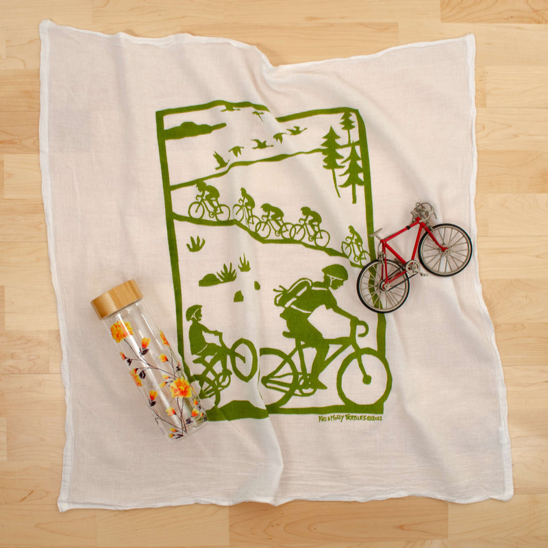 Flour Sack Dish Towel: Bikes