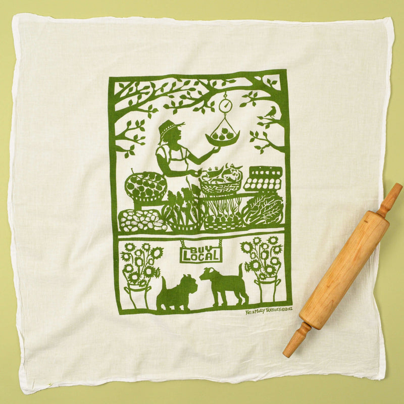 Kei & Molly Buy Local Flour Sack Dish Towel in Green Full View