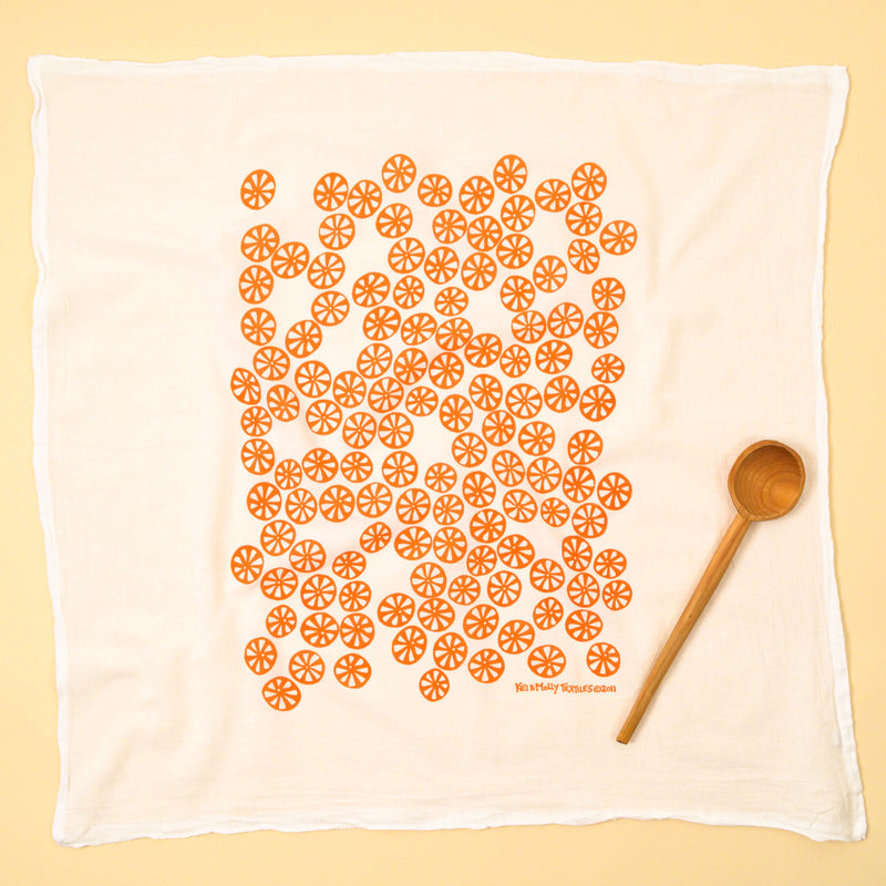 Kei & Molly Citrus Flour Sack Dish Towel in Orange Full View