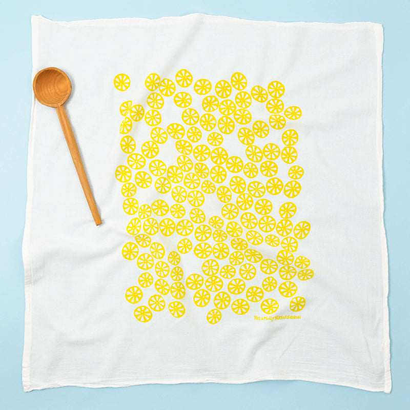 Kei & Molly Citrus Flour Sack Dish Towel in Yellow Full View