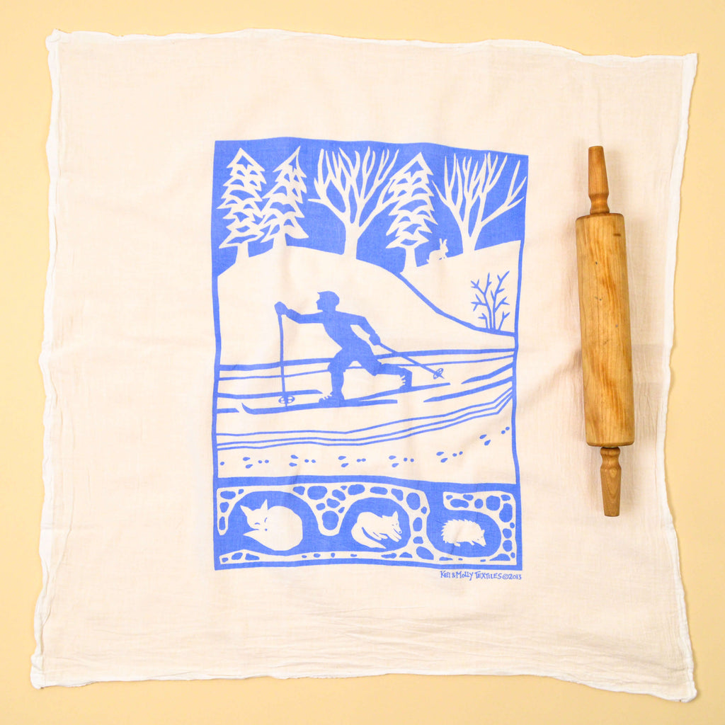 Kei & Molly Cross Country Flour Sack Dish Towel in Sky Blue Full View