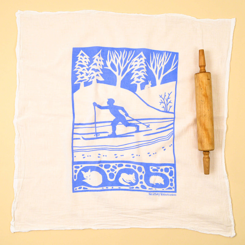 Kei & Molly Cross Country Flour Sack Dish Towel in Sky Blue Full View