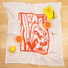 Kei & Molly Foxes Flour Sack Dish Towel in Burnt Orange with Props