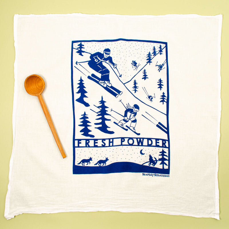 Kei & Molly Fresh Powder Flour Sack Dish Towel in Marine Blue Full View