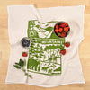 Kei & Molly Head to the Mountains Flour Sack Dish Towel in Green with Props