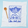 Kei & Molly Hot Cocoa Flour Sack Dish Towel in Steel Blue Full View