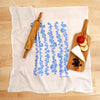Kei & Molly Morning Glories Flour Sack Dish Towel in Sky Blue with Props