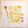 Kei & Molly Mushrooms Flour Sack Dish Towel in Gold with Props