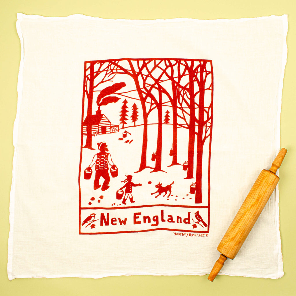 Kei & Molly New England Flour Sack Dish Towel in Rust Full View