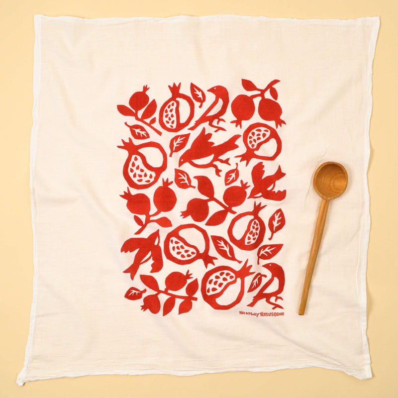 Kei & Molly Pomegranate Flour Sack Dish Towel in Red Full View