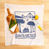 Kei & Molly San Francisco Flour Sack Dish Towel in Steel Blue with Props