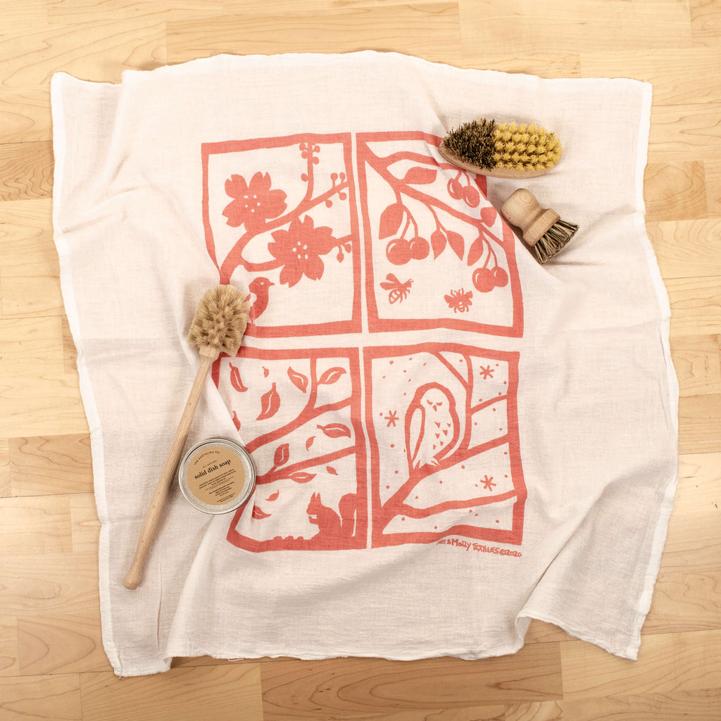 Kei & Molly Seasons Flour Sack Dish Towel In Dusty Rose with Props